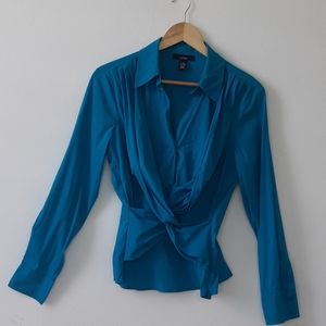 ALFANI long sleeve tuquoise blouse size  10